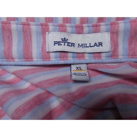 Peter Millar Golf Shirt Pink Stripes Size XL - Picture 8 of 9